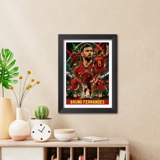 Bruno Fernandes Portugal Football Poster Worldcup Themed Photo Frame Painting