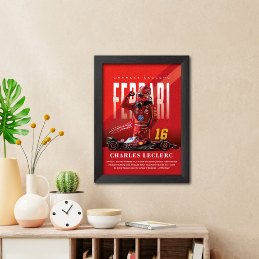 Charles Leclerc Quotes F1 Racing Poster Framed Painting