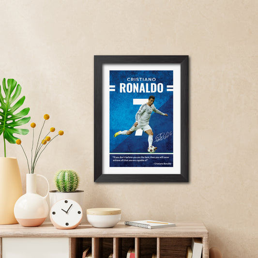 Cristiano Ronaldo Quotes Real Madrid Football Poster Framed Painting