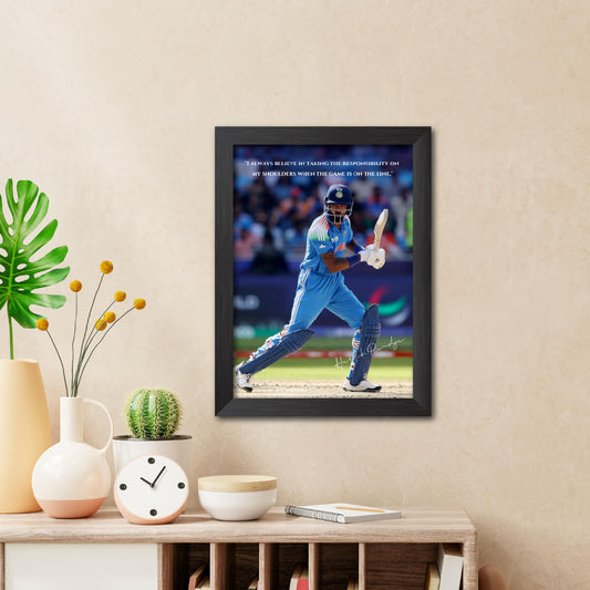 Hardik Pandya Quote India Cricket Team Poster Framed Painting