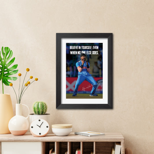 Hardik Pandya India Cricket Team Poster Framed Painting