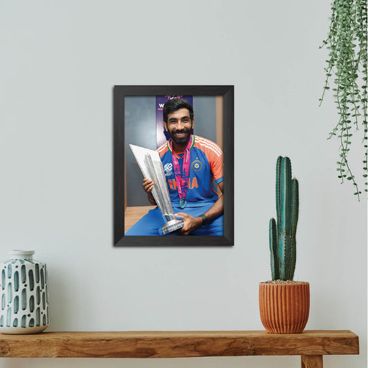 Jasprit Bumrah T20 Worldcup India Cricket Team Poster Framed Painting