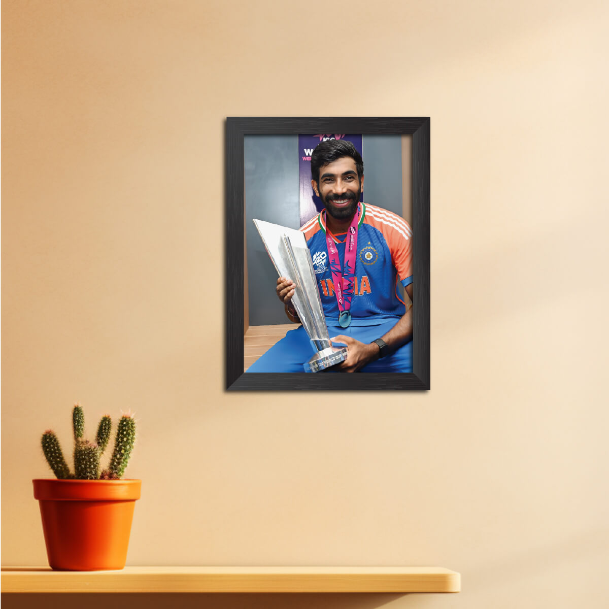 Jasprit Bumrah T20 Worldcup India Cricket Team Poster Framed Painting
