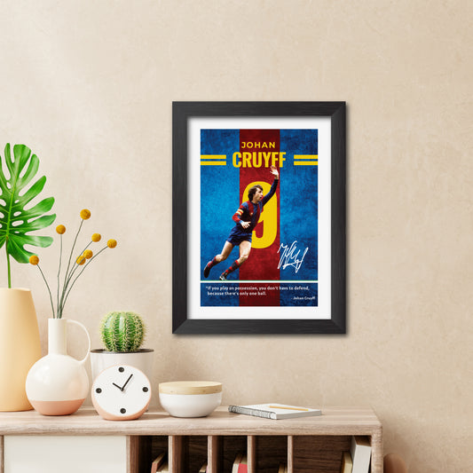 Johan Cruyff Quotes Barcelona Football Poster Framed Painting
