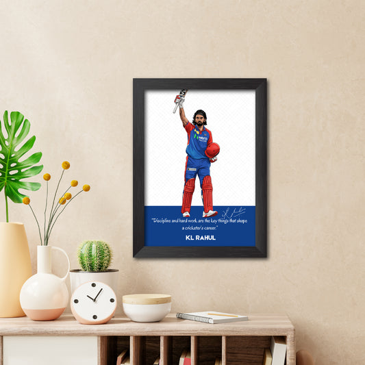 KL Rahul Delhi T20 Cricket Team Poster Framed Painting