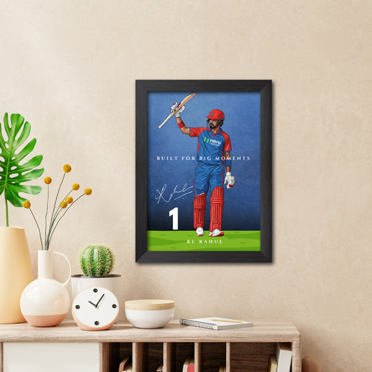 KL Rahul Delhi T20 Cricket Team Poster Framed Painting