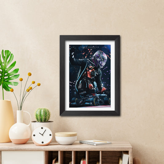 Lewis Hamilton F1 Racing Poster Framed Painting
