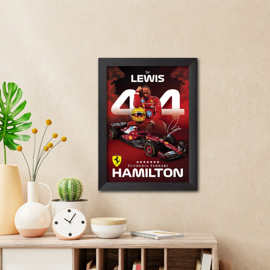 Lewis Hamilton F1 Racing Poster Framed Painting