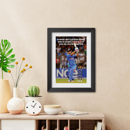 MS Dhoni Quotes India Cricket Team Poster Framed Painting