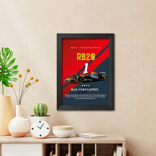 Max Verstappen F1 Racing Car Poster Framed Painting