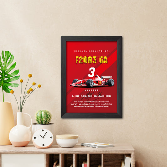 Michael Schumacher F1 Racing Car F2003 GA Poster Framed Painting