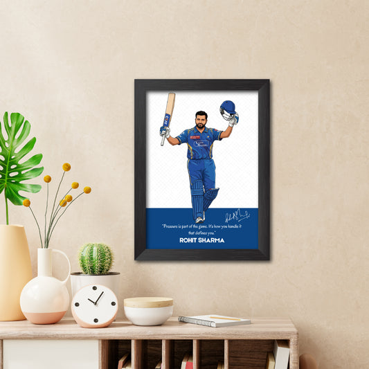 Rohit Sharma Mumbai T20 Cricket Team Poster Framed Painting