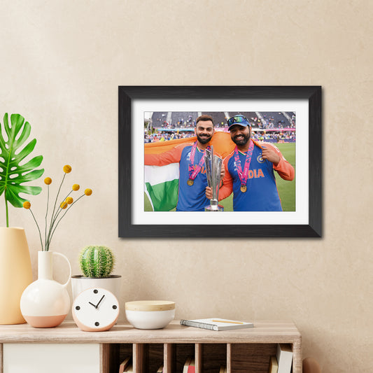 Virat Kohli Rohit Sharma T20 Worldcup Celebration Poster Framed Painting