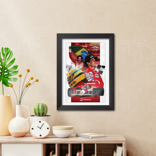 Ayrton Senna F1 Racing Poster Framed Painting