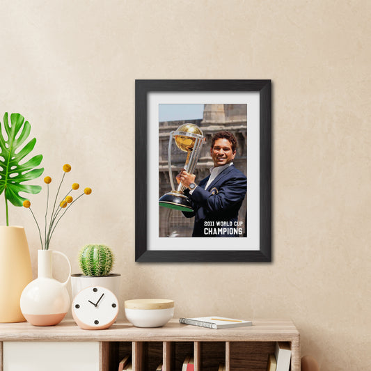Sachin Tendulkar 2011 Worldcup Celebration Poster Framed Painting