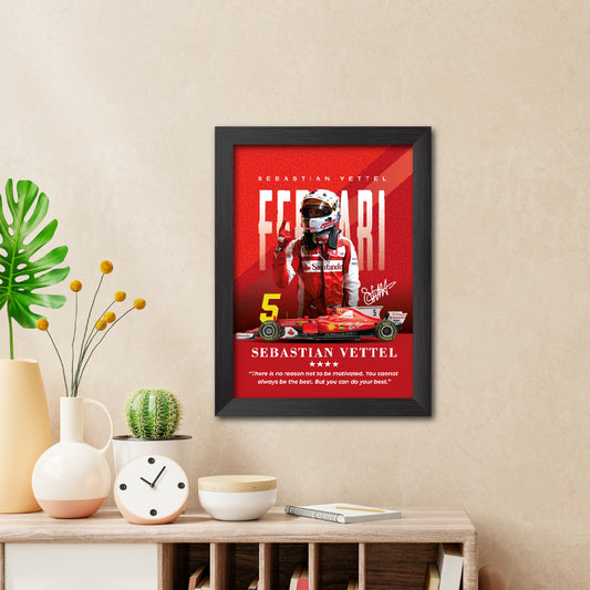 Sebastian Vettel Quotes F1 Racing Poster Framed Painting