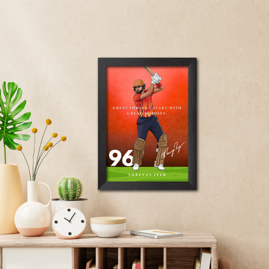 Shreyas Iyer T20 Cricket Team Poster Framed Painting