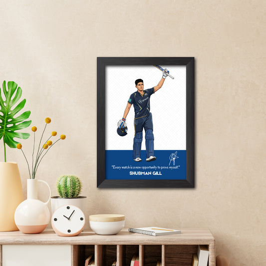 Shubhman Gill Gujrat T20 Cricket Team Poster Framed Painting