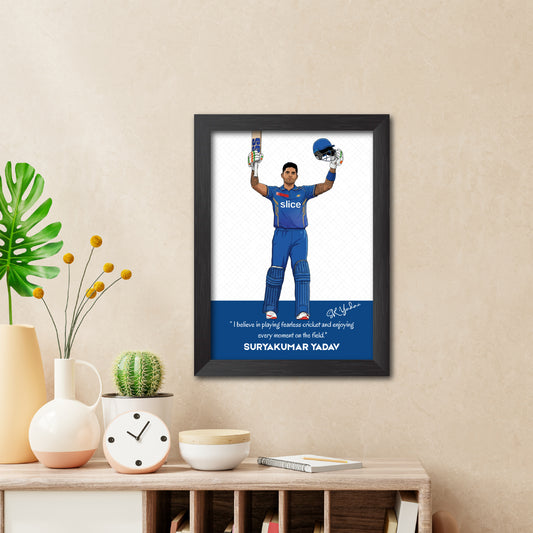 Suryakumar Yadav Mumbai T20 Cricket Team Poster Framed Painting