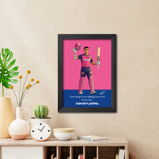 Yashasvi Jaiswal Rajasthan T20 Cricket Team Poster Framed Painting