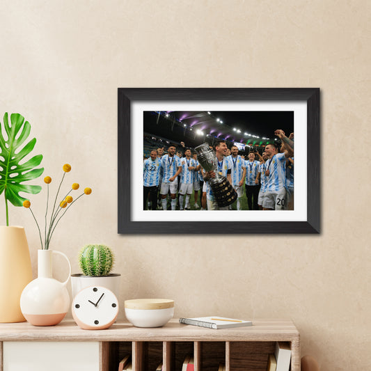 Lionel Messi Copa America Celebration Argentina Football Poster Framed Painting