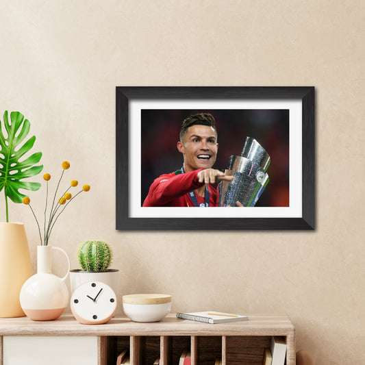 Cristiano Ronaldo Portugal Nations League Celebration Football Poster Framed Painting