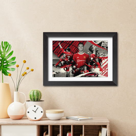 Cristiano Ronaldo Manchester United Football Club Poster Framed Painting