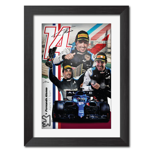 Fernando Alonso F1 Racing Poster Framed Painting