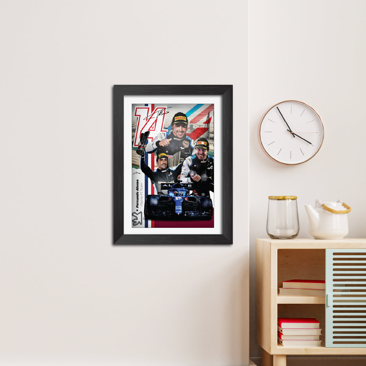 Fernando Alonso F1 Racing Poster Framed Painting