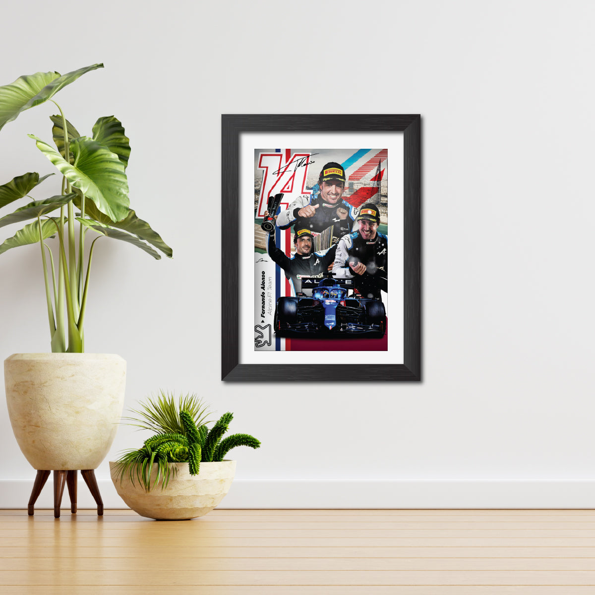 Fernando Alonso F1 Racing Poster Framed Painting