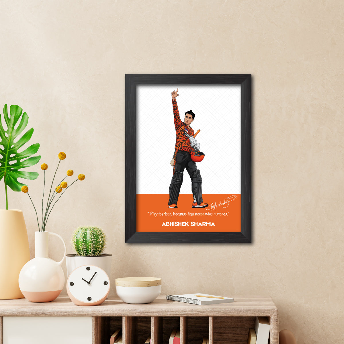 Abhishek Sharma Hyderabad T20 Cricket Team Poster Framed Painting