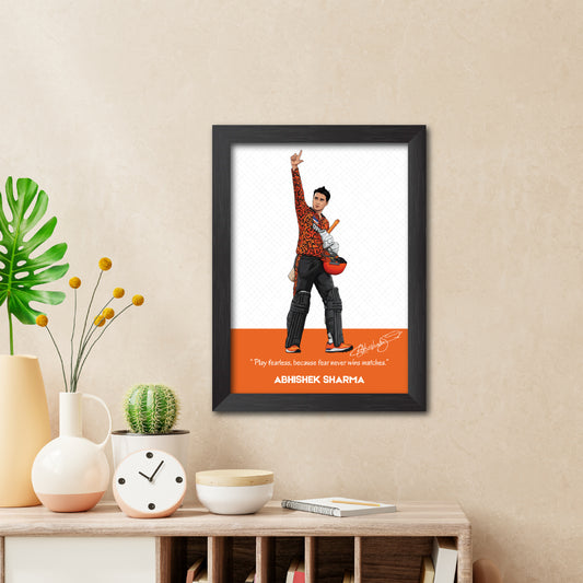 Abhishek Sharma Hyderabad T20 Cricket Team Poster Framed Painting