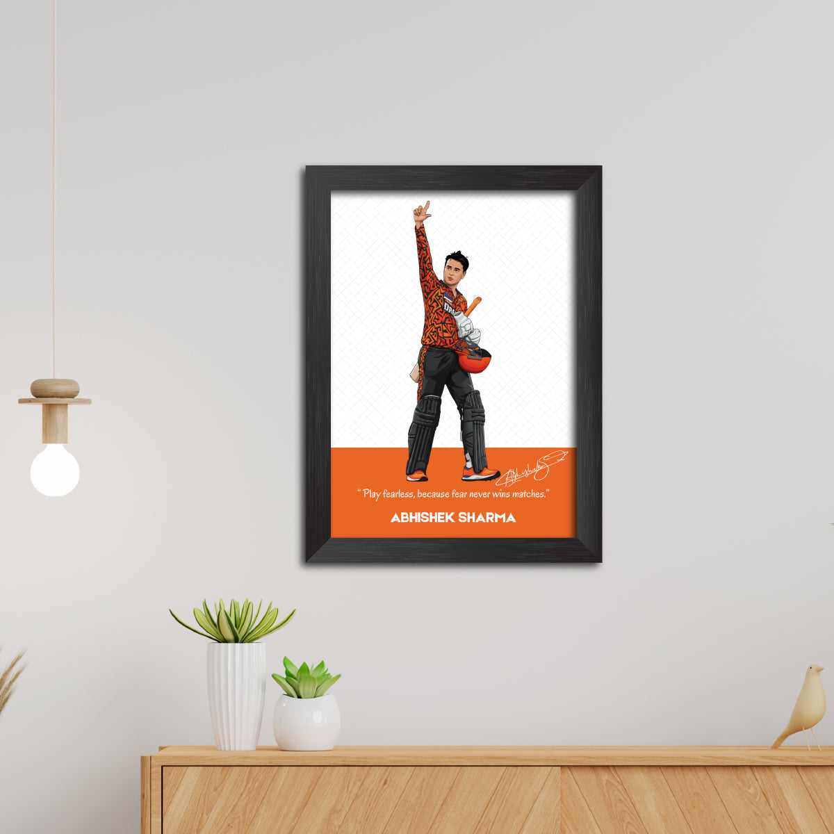 Abhishek Sharma Hyderabad T20 Cricket Team Poster Framed Painting
