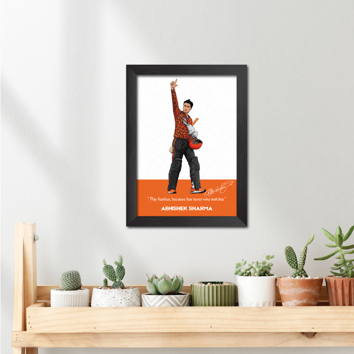 Abhishek Sharma Hyderabad T20 Cricket Team Poster Framed Painting