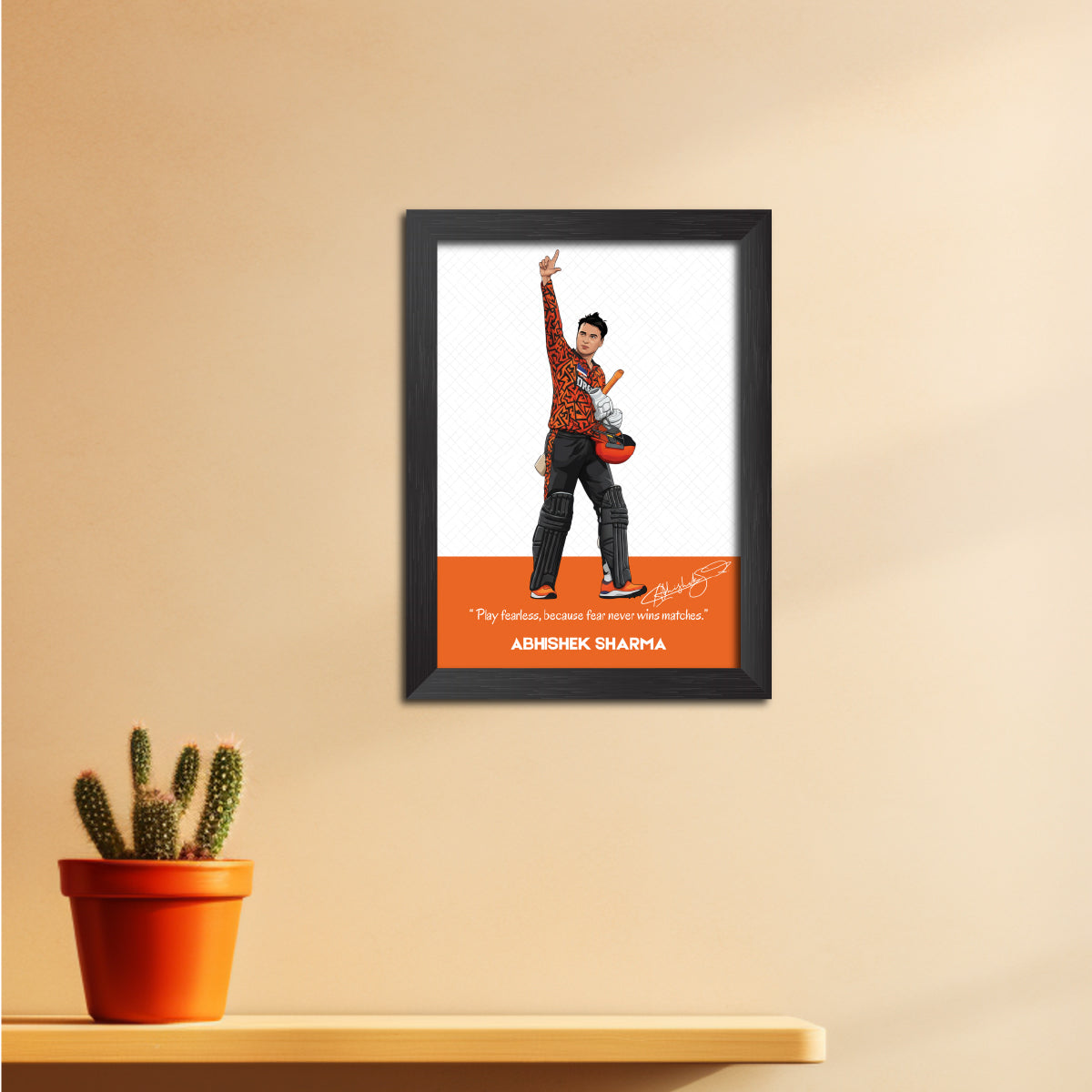Abhishek Sharma Hyderabad T20 Cricket Team Poster Framed Painting