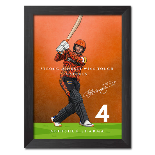 Abhishek Sharma Hyderabad T20 Cricket Team Poster Framed Painting