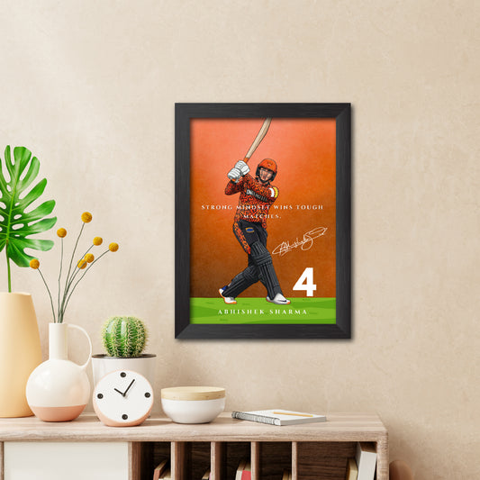 Abhishek Sharma Hyderabad T20 Cricket Team Poster Framed Painting