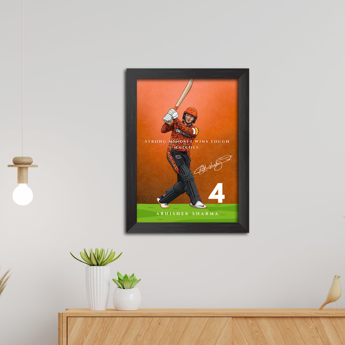 Abhishek Sharma Hyderabad T20 Cricket Team Poster Framed Painting
