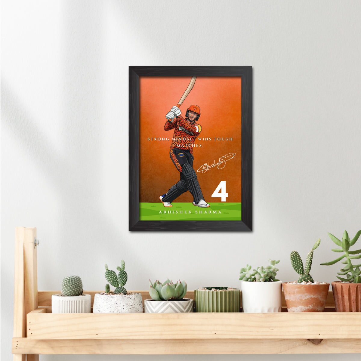 Abhishek Sharma Hyderabad T20 Cricket Team Poster Framed Painting