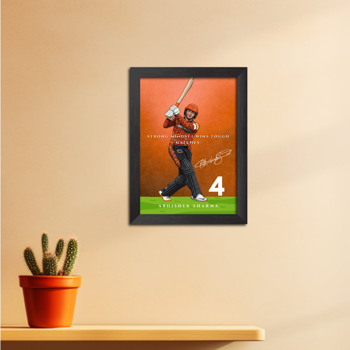 Abhishek Sharma Hyderabad T20 Cricket Team Poster Framed Painting