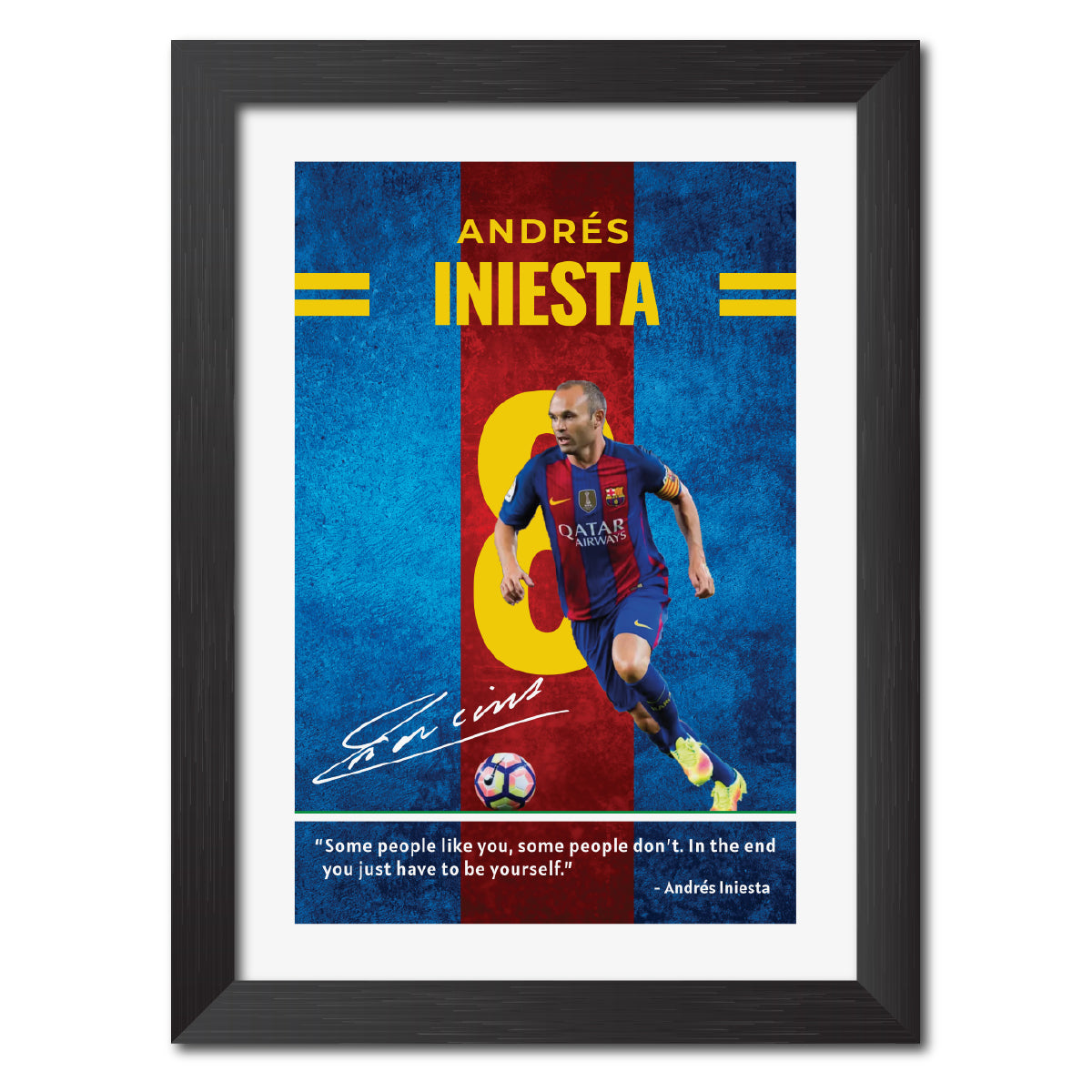 Iniesta Quotes Barcelona Football Poster Framed Painting