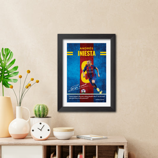 Iniesta Quotes Barcelona Football Poster Framed Painting