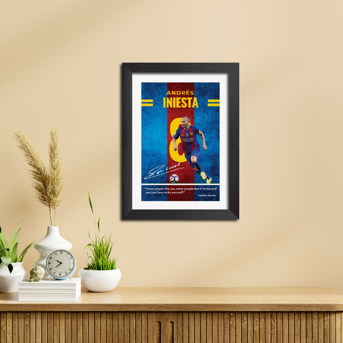 Iniesta Quotes Barcelona Football Poster Framed Painting
