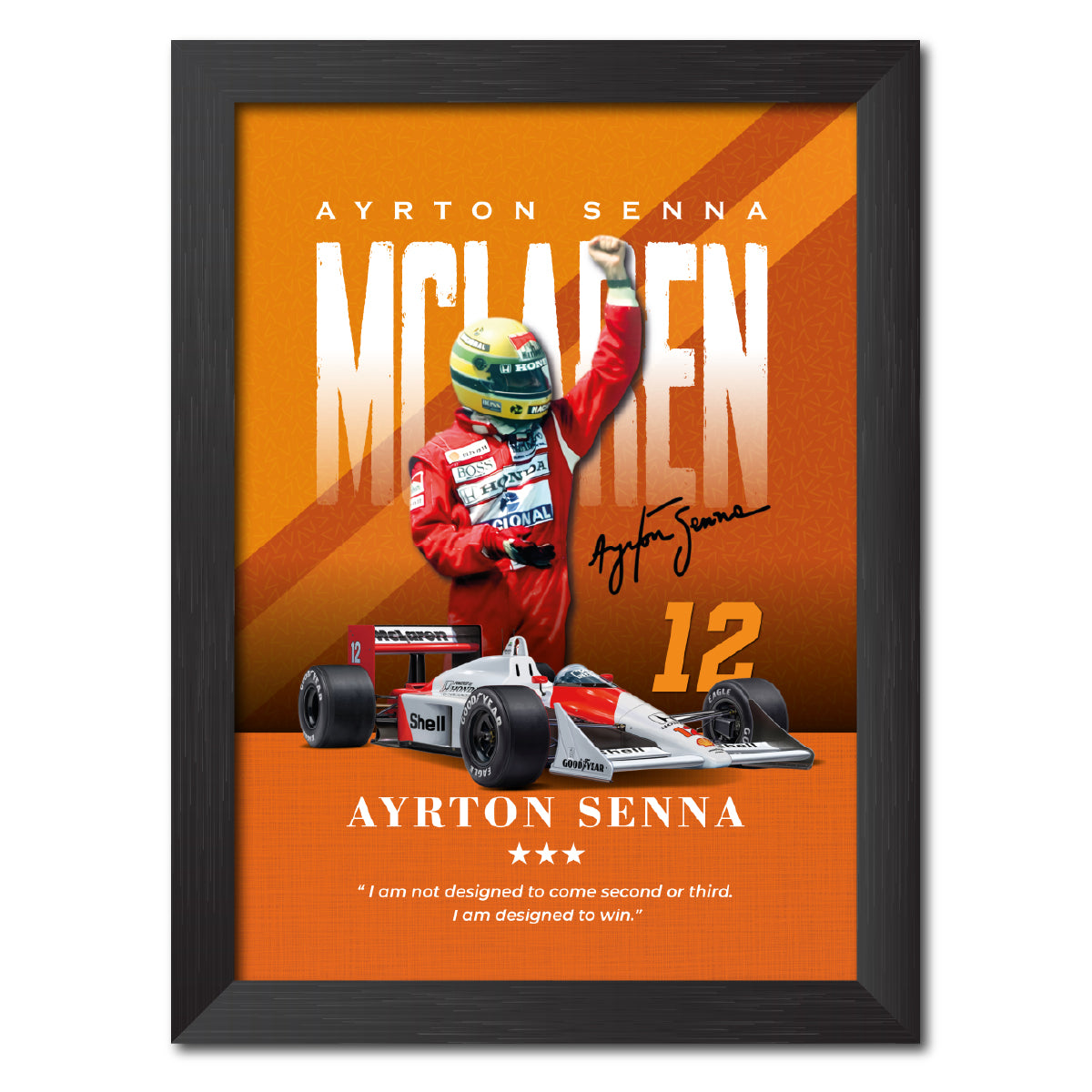 Ayrton Senna Quotes F1 Racing Poster Framed Painting