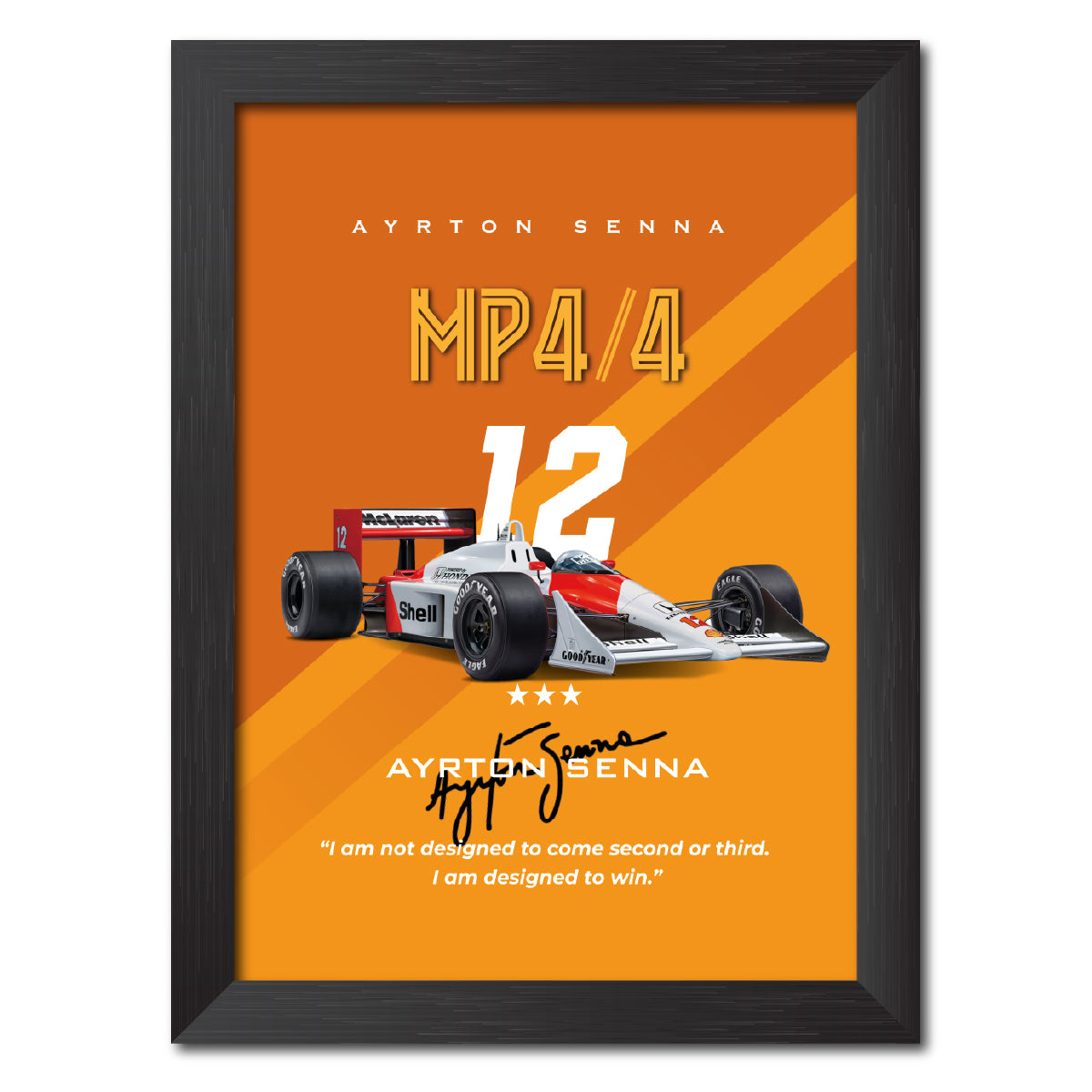 Ayrton Senna F1 Racing Car MP4 Poster Framed Painting