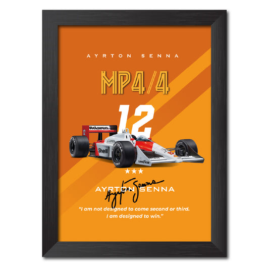 Ayrton Senna F1 Racing Car MP4 Poster Framed Painting