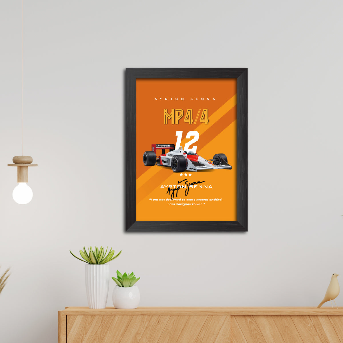 Ayrton Senna F1 Racing Car MP4 Poster Framed Painting