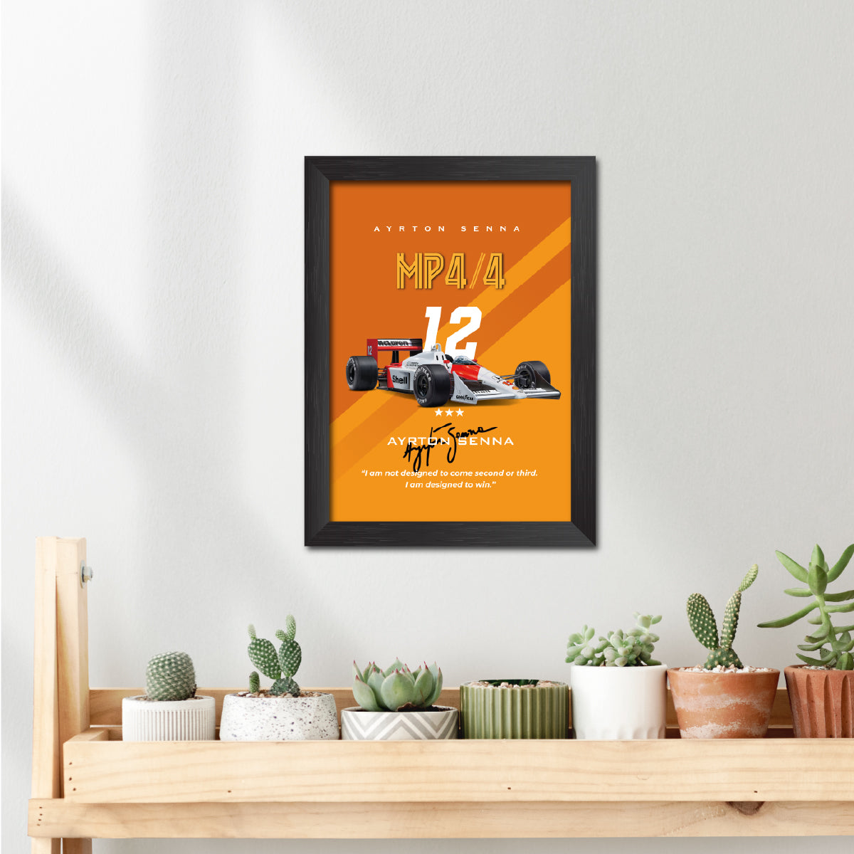 Ayrton Senna F1 Racing Car MP4 Poster Framed Painting