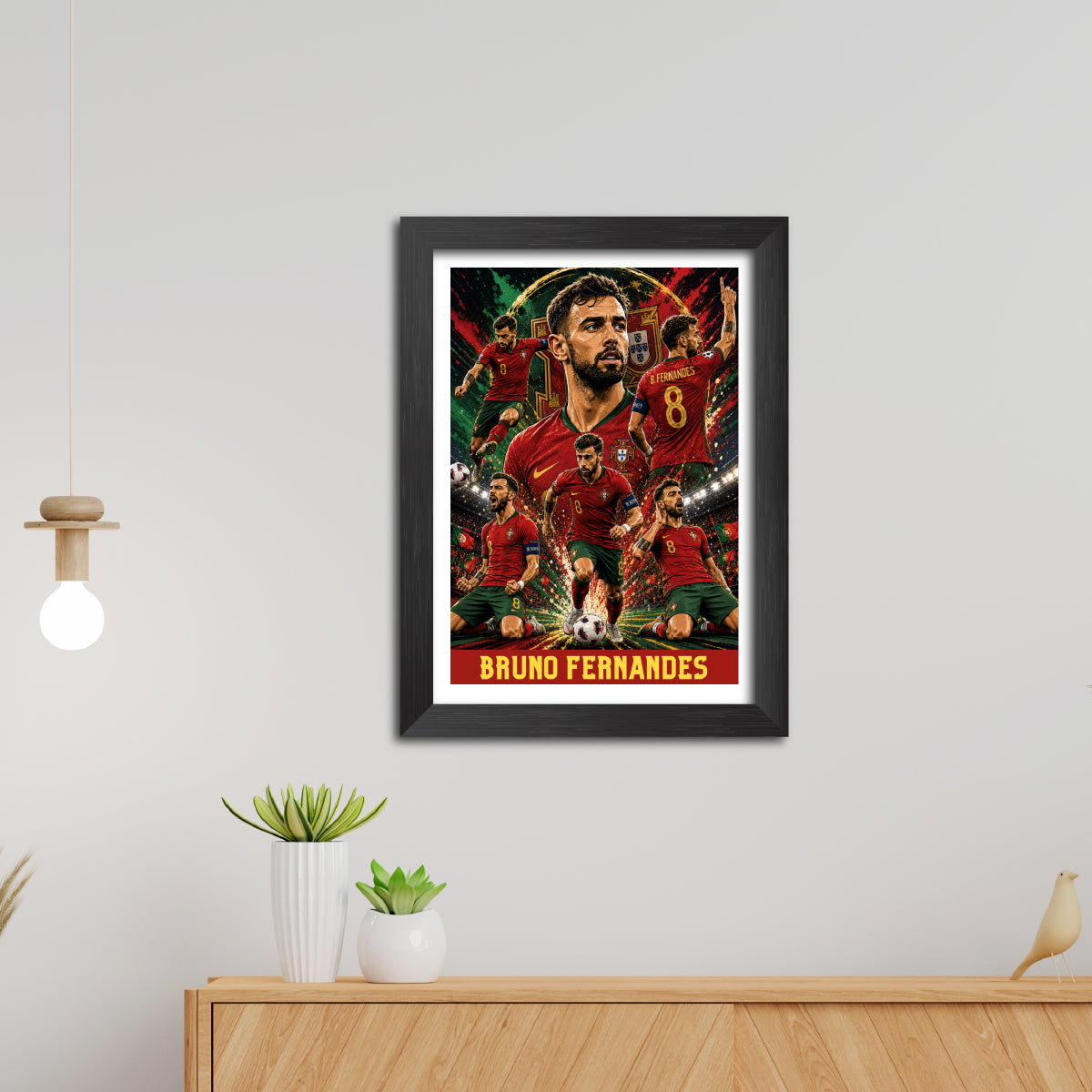 Bruno Fernandes Portugal Football Poster Worldcup Themed Photo Frame Painting