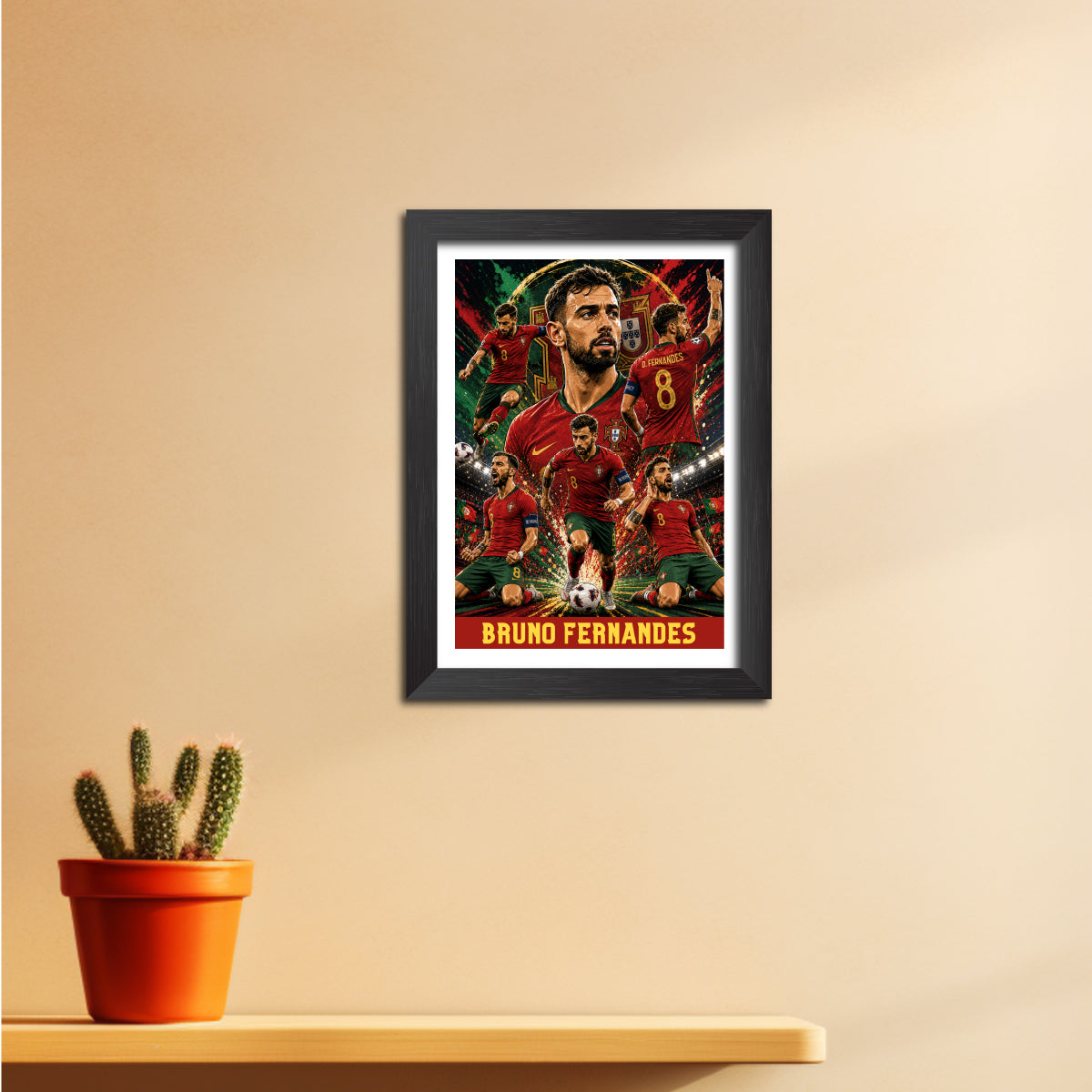 Bruno Fernandes Portugal Football Poster Worldcup Themed Photo Frame Painting